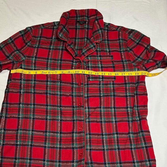 Talbots Womens Small Cotton Flannel Red Green Gold 2 Piece Holiday Pajama Set - Picture 11 of 16